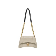 Balenciaga Womens Downtown Shoulder Bag with Chain Small Beige