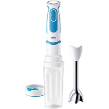 Braun MultiQuick 5 Vario Fit MQ 5251 Hand Blender  Puree Stick with Stainless Steel Mixing Base and Blend & Go Attachment for Smoothies Travelling, 1,000 W, White/Blue