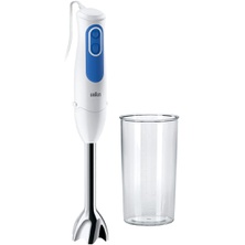 Braun MQ 3000 Smoothie+ MultiQuick 3 Hand Blender with Stainless Steel Mixing Base, 700 Watt, Includes 600 ml Mixing Cup, White/Blue