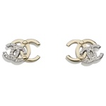 Chanel Interlocking Earrings Gold/Silver/Crystal