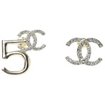 Chanel Crystal CC No 5 Earrings Gold