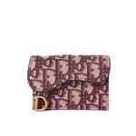 Dior Saddle Card Holder Oblique Burgundy