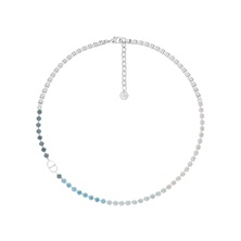 Dior Crystals Necklace Silver-Finish Blue/White