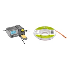 Fixpoint EP5 Digital Soldering Station 48 W & goobay 45246 Desoldering Braid 2 mm Pure Copper Desoldering Wire for Solder Removal at Soldering Points Desoldering Ideal Thermal Cond