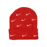 Nike All Over Swoosh Logo Cuffed Beanie Red