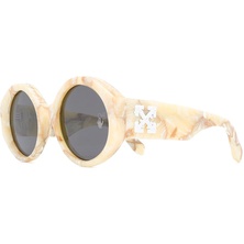 Off-White Sara Round Frame Sunglasses Yellow Marble/White