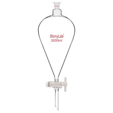 stonylab Glass Separating Funnel, Borosilicate Glass, 3000 ml, Heavy Wall Conical Separatory Funnel with Glass Stopcock 24/29 Joint and PTFE Stop Valve, 3000 ml