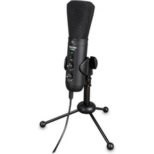 Tascam TM-250U USB Condenser Microphone with Headphone Jack for Direct Listening - Ideal for Video Conferencing, Podcasts or Recording Vocal or Voice with a Computer - Black
