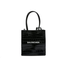 Balenciaga Shopping Tote Bag XXS Crocodile Effect Black