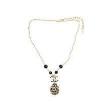 Chanel CC Black Stone Crystal Tear Drop Pendant Necklace Gold