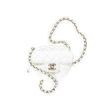 Chanel Heart Clutch With Chain 22S White Lambskin