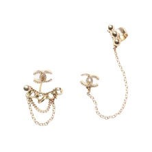 Chanel Metal and Strass Earrings Crystal Gold