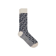 Dior Oblique Socks Navy Blue/Black/Beige Jacquard