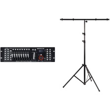 Showlite Master Pro 192 Channel DMX Controller (for Professional Light Control, Max. 240 Scene Memory) & LS250 Light Stand with Cross Bar (1.10 m - 2.50 m, Maximum Load 30 kg)